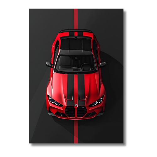 BMW M4 Red Car Wall Poster