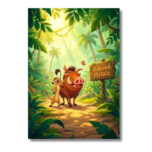 Timon And Bumba With Name Board Wall Poster