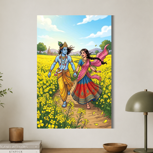 Radha Krishna walking wall poster