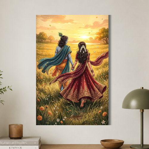 Krishna's walk of love wall poster