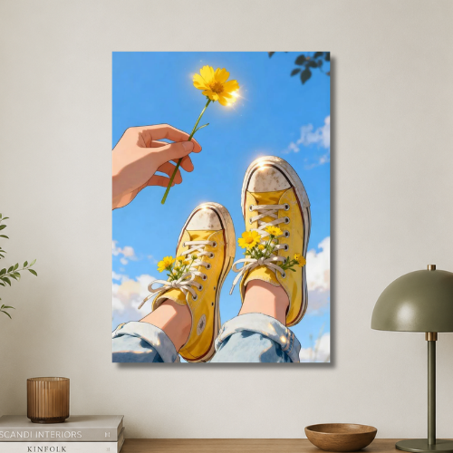 Sunny day with yellow flower wall poster