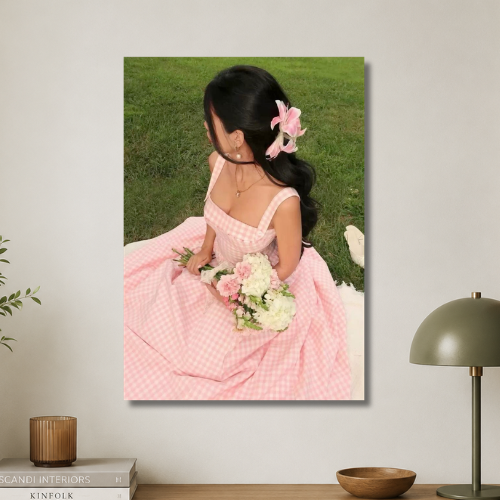 Girl with flower wall poster