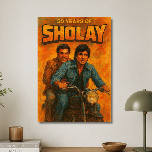 50 years of sholay wall poster