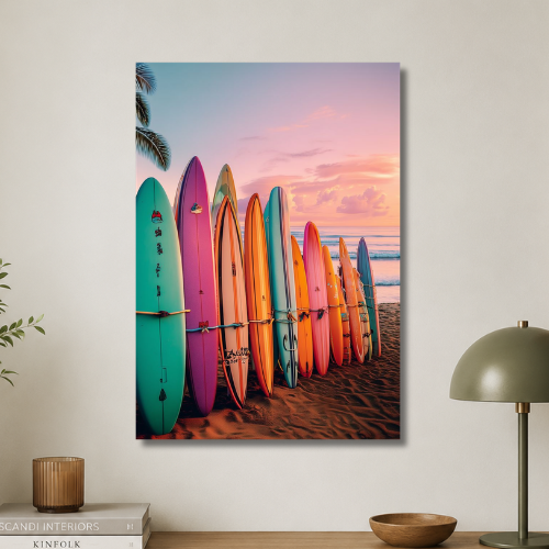 Surf board wall poster