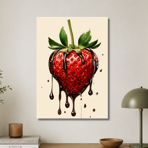 Strawberry with chocolate wall poster