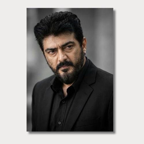 Ajith kumar on black wall poster