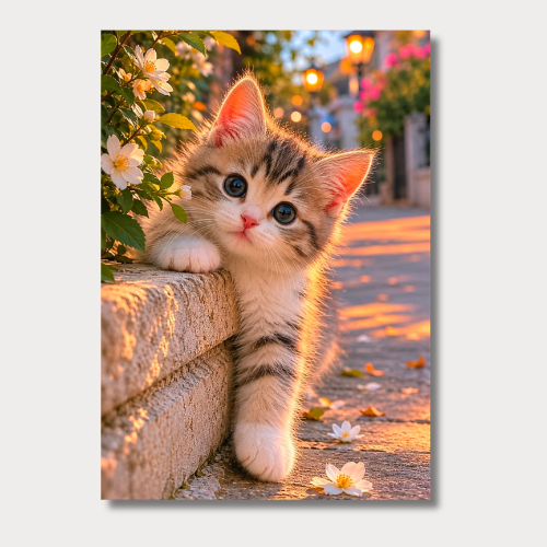 Fluffy tabby cat wall poster