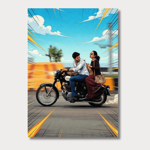 OK Kanmani Bullet Ride Wall Poster