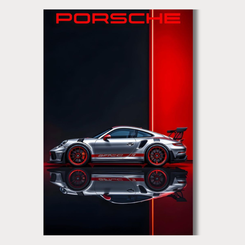 Black and Red Porsche Car Wall Poster