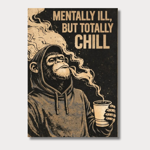 Monkey Mentally Ill Wall Poster