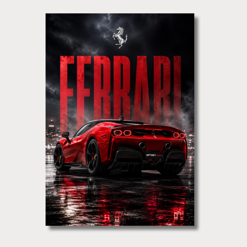 Red Ferrari Car Wall Poster