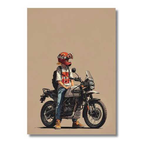 Animated Himalayan Bike Wall Poster