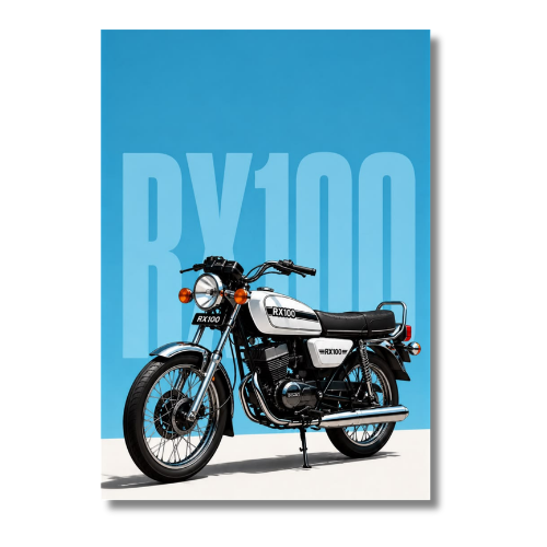 RX100 White Bike Wall Poster