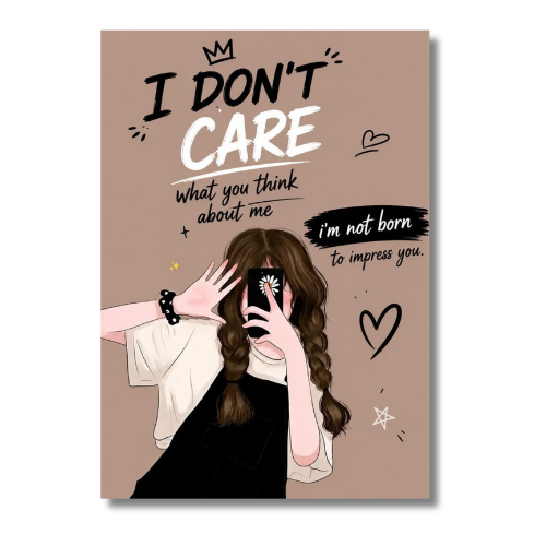 I Dont Care Motivational Wall Poster