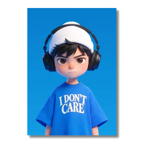 I Dont Care Cute Boy Wall Poster