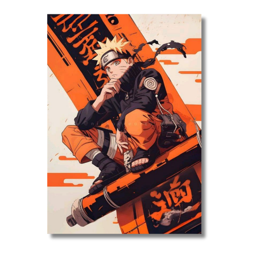 Naruto Sitting On Scroll Wall Poster