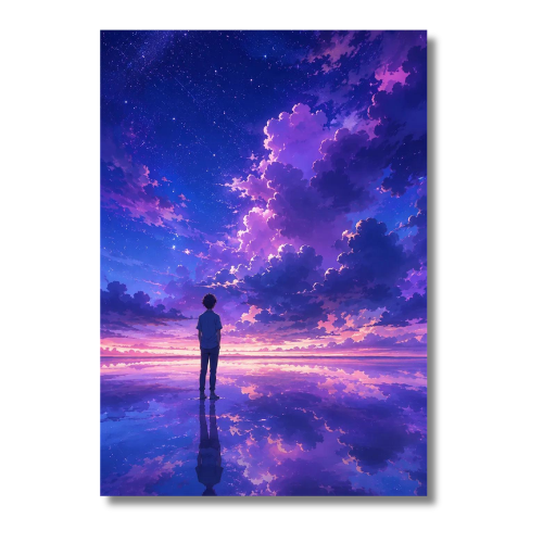 Boy Standing In Beautiful View Wall Poster