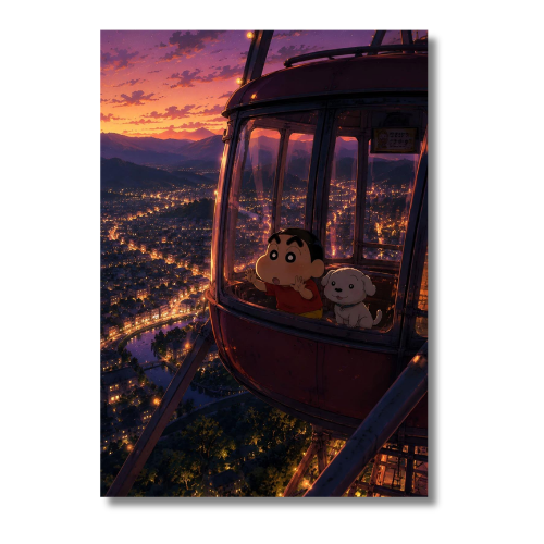 Shin Chan With Dog Wall Poster