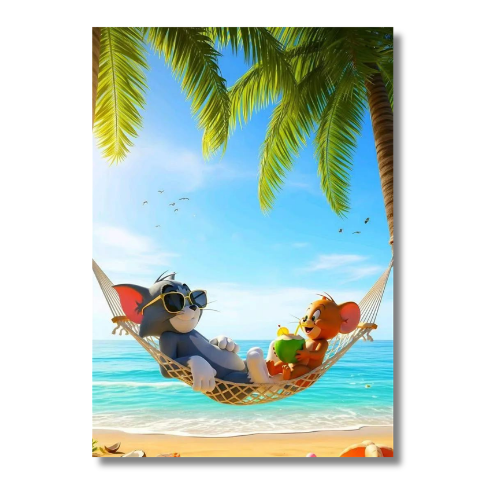 Tom And Jerry In Beach Wall Poster