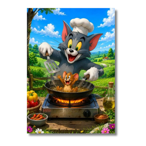 Tom And Jerry Tom Cooking Jerry Wall Poster