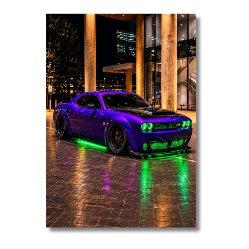 Dodge Challenger SRT Blue Car Wall Poster