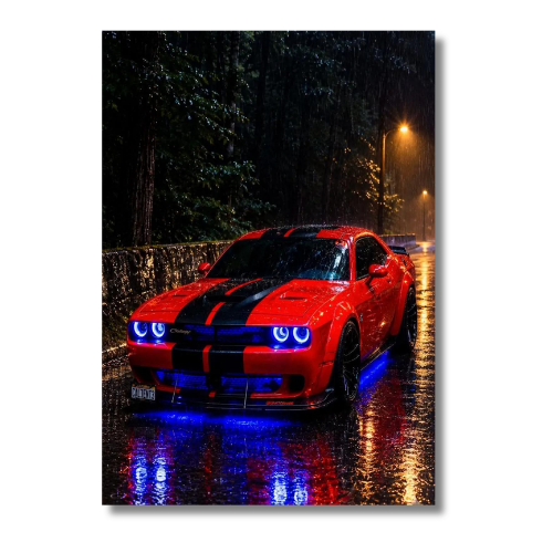 Dodge Challenger SRT Red Car Wall Poster