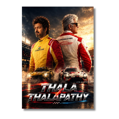 Thala Thalapathy With Car Wall Poster