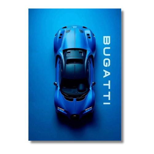 Bugatti Chiron Blue Car Wall Poster