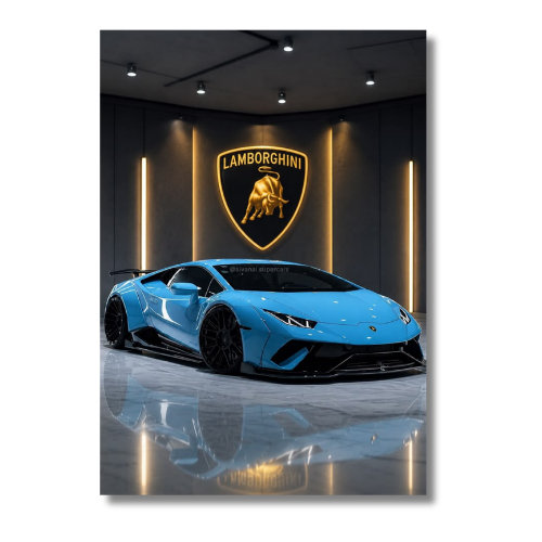 Lamborghini Huracán EVO Blue Car Wall Poster