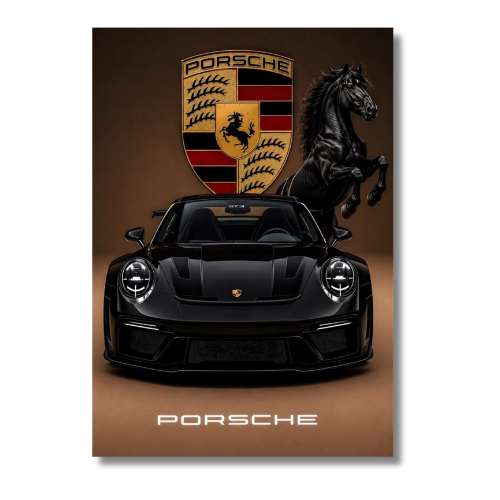 Porsche 911 GT3 RS Car With Logo Wall Poster
