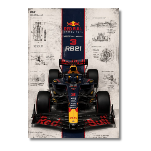 Red Bull Racing RB21 Max Verstappen Car Wall Poster