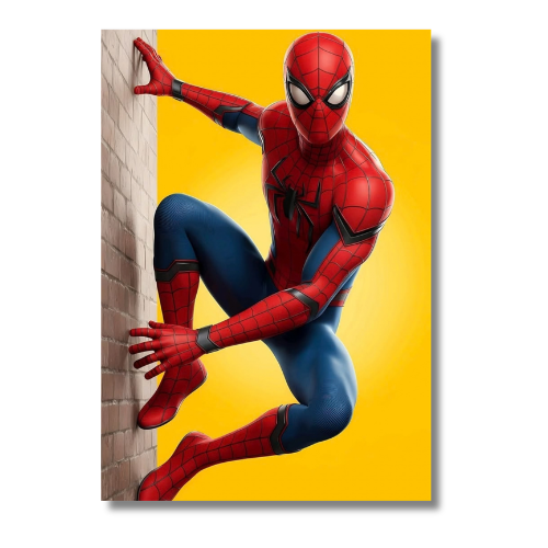 Spiderman With Yellow Background Wall Poster