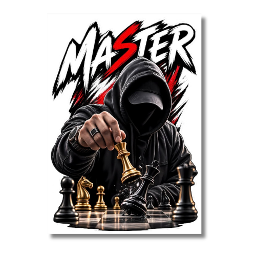 Master Chess Grandmaster Dark Hooded Graphic Art Wall Poster