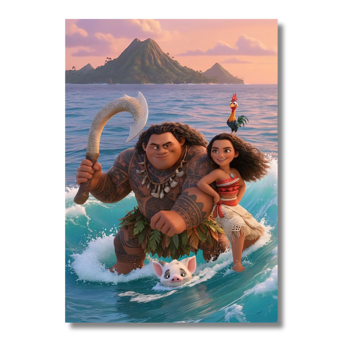 Moana And Maui In Sea Wall Poster