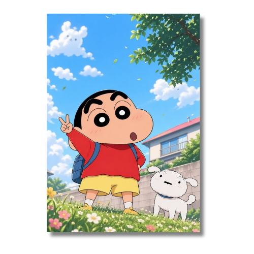 Shinchan With Dog Wall Poster