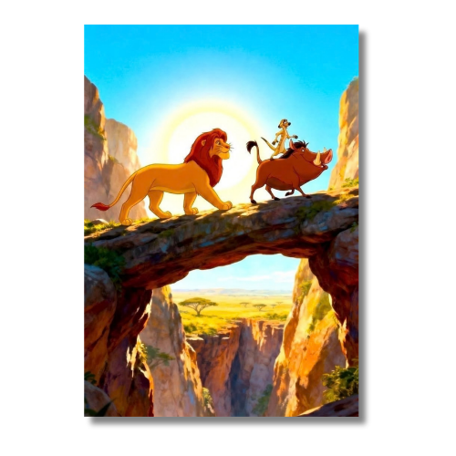 Timon And Bumba With Lion Simba Wall Poster