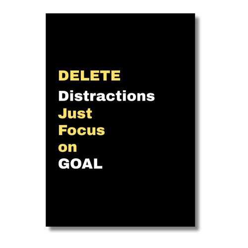 Detele Distractions Motivational Wall Poster