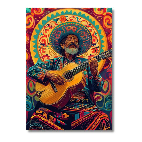 Men With Guitar Aesthetic Wall Poster