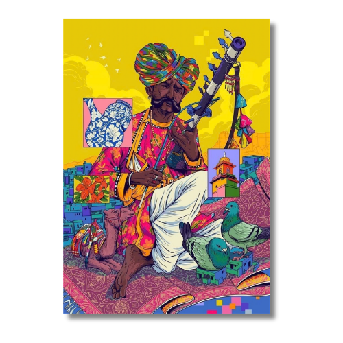 Men With Musical Instrument Wall Poster