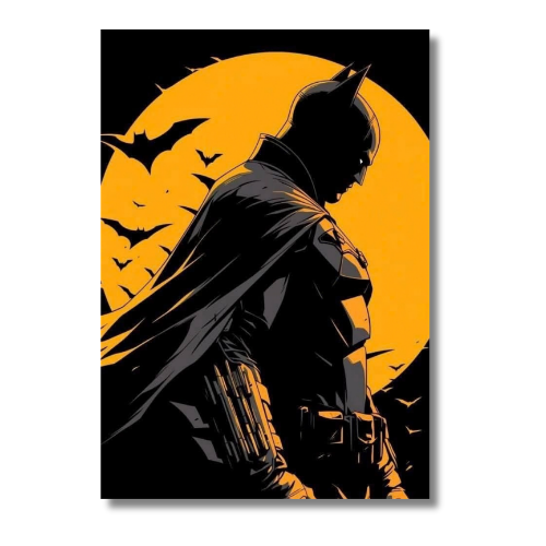 Batman With Yellow Moon Wall Poster