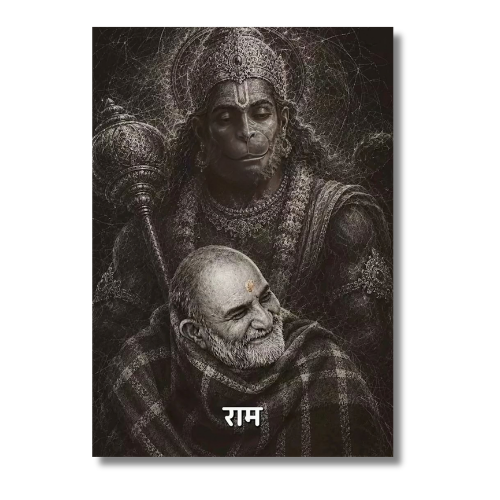 Hanuman Black And White Wall Poster