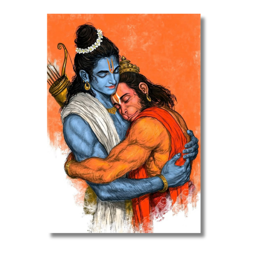 Hanuman And Raman Hugging Wall Poster