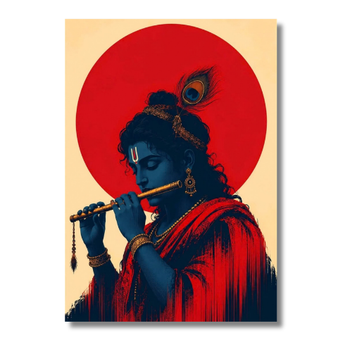 Krishnar With Flute Wall Poster
