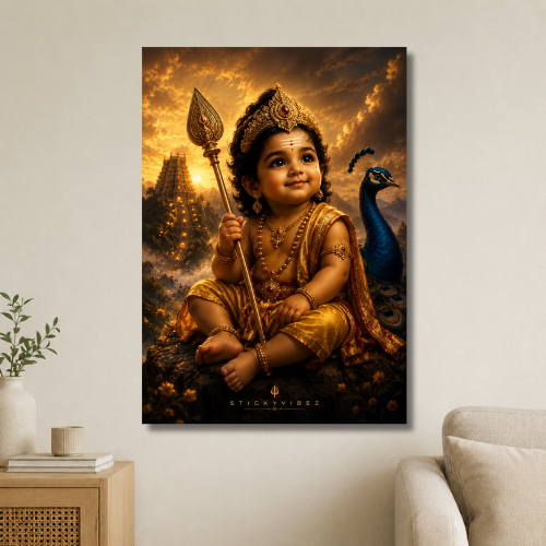 Golden Bala Murugan Wall Poster