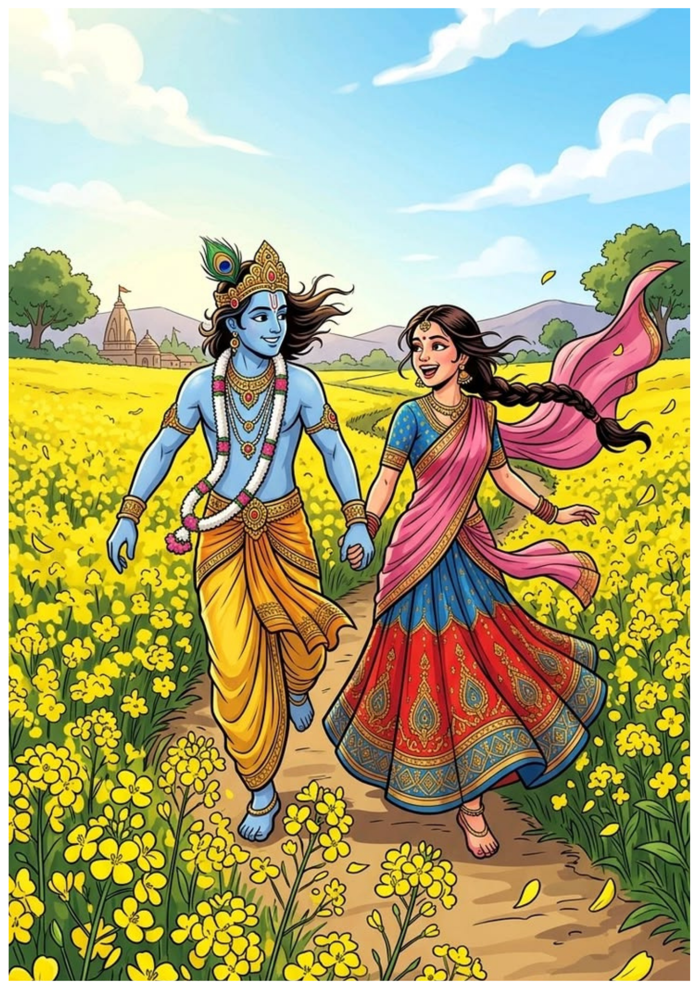 Radhe Krishna Wall Poster Collection (Set of 8)