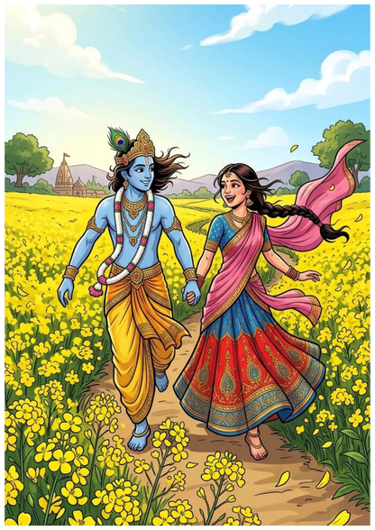 Radhe Krishna Wall Poster Collection (Set of 8)