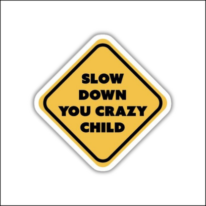 Slow down you crazy child Sticker