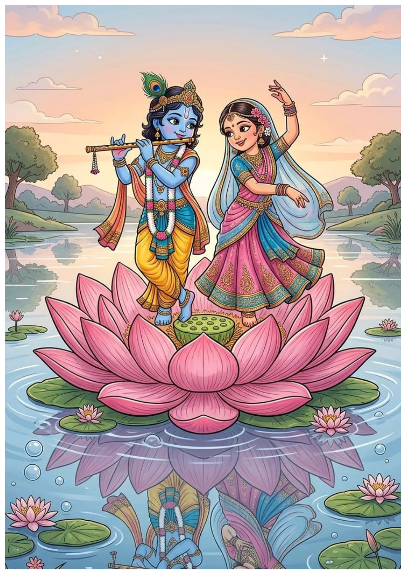 Radhe Krishna Wall Poster Collection (Set of 8)
