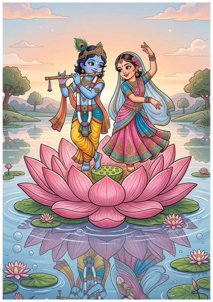 Radhe Krishna Wall Poster Collection (Set of 8)