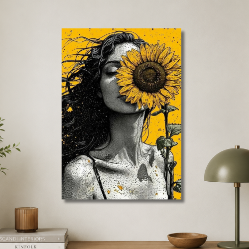 Girl with sunflower Wall poster
